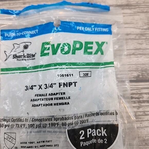 SharkBite EvoPEX Push-to-Connect 3/4" x 3/4" FNPT Coupling 2Packs of 2ct ea[108] - Picture 4 of 13